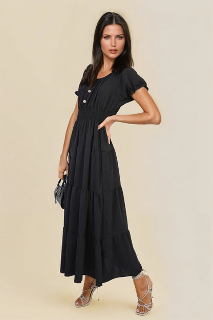 She Wears Glory™ Smocked Waist Tiered Midi Dress