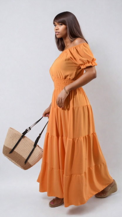 She Wears Glory™ Smocked Waist Tiered Midi Dress