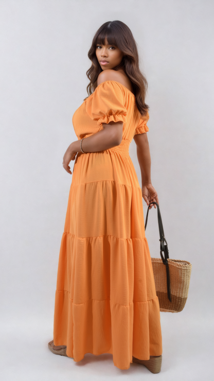 She Wears Glory™ Smocked Waist Tiered Midi Dress