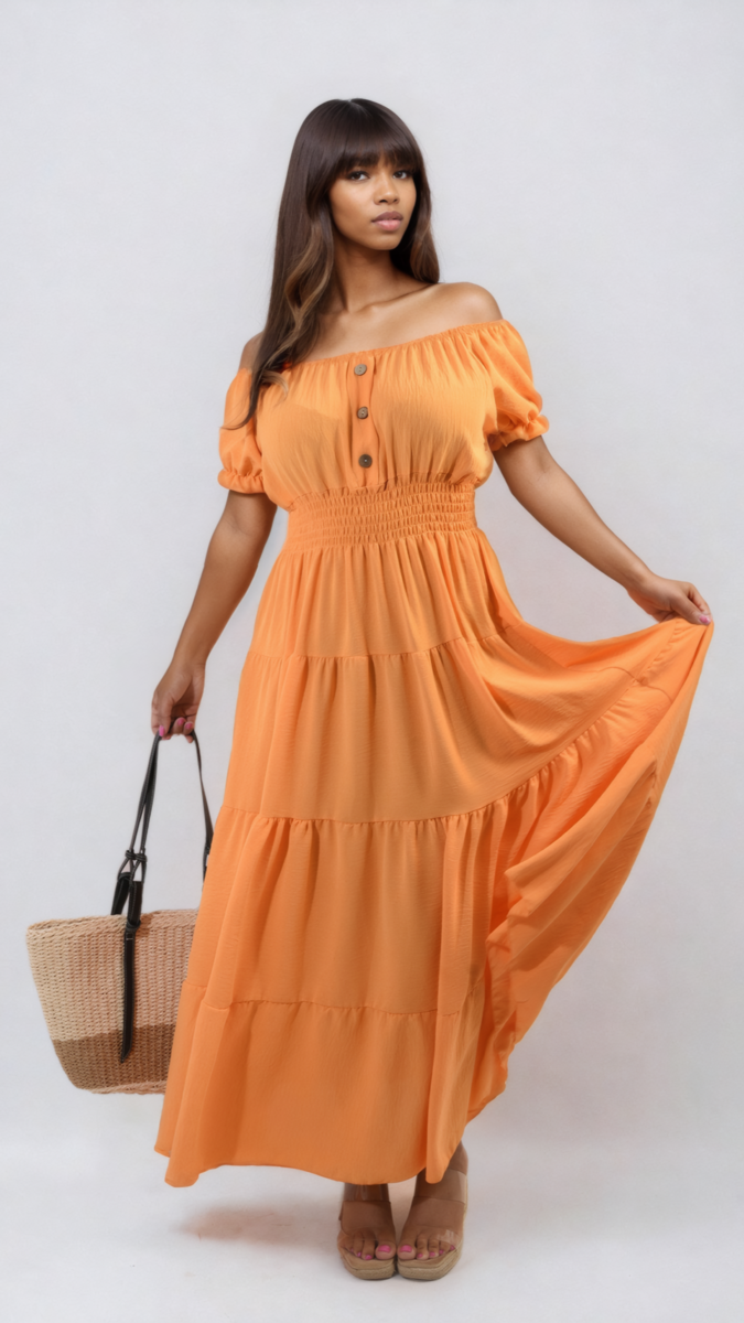 She Wears Glory™ Smocked Waist Tiered Midi Dress
