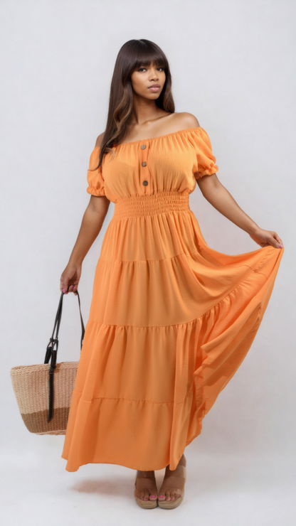 She Wears Glory™ Smocked Waist Tiered Midi Dress