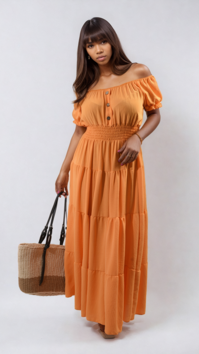 She Wears Glory™ Smocked Waist Tiered Midi Dress