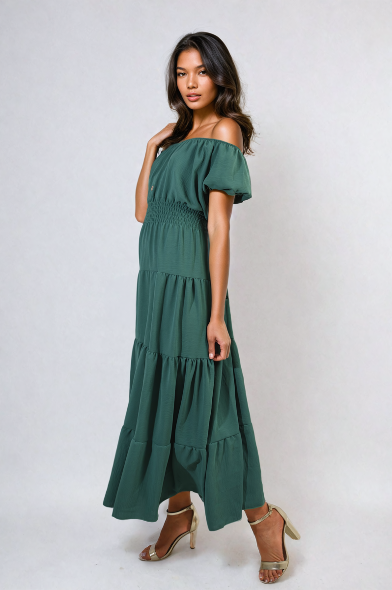 She Wears Glory™ Smocked Waist Tiered Midi Dress