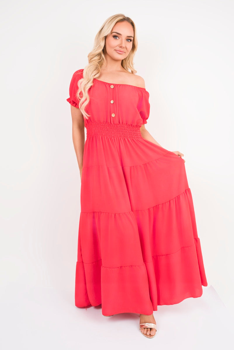 She Wears Glory™ Smocked Waist Tiered Midi Dress