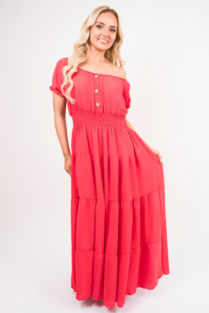 She Wears Glory™ Smocked Waist Tiered Midi Dress