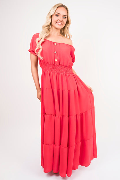 She Wears Glory™ Smocked Waist Tiered Midi Dress
