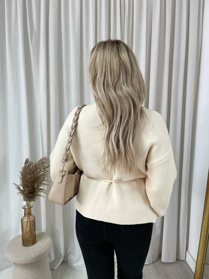 Wrap Tie Belt Knitted Cardigan - She Wears Glory Beverly Hills