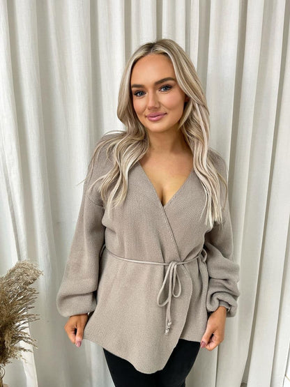 Wrap Tie Belt Knitted Cardigan - She Wears Glory Beverly Hills