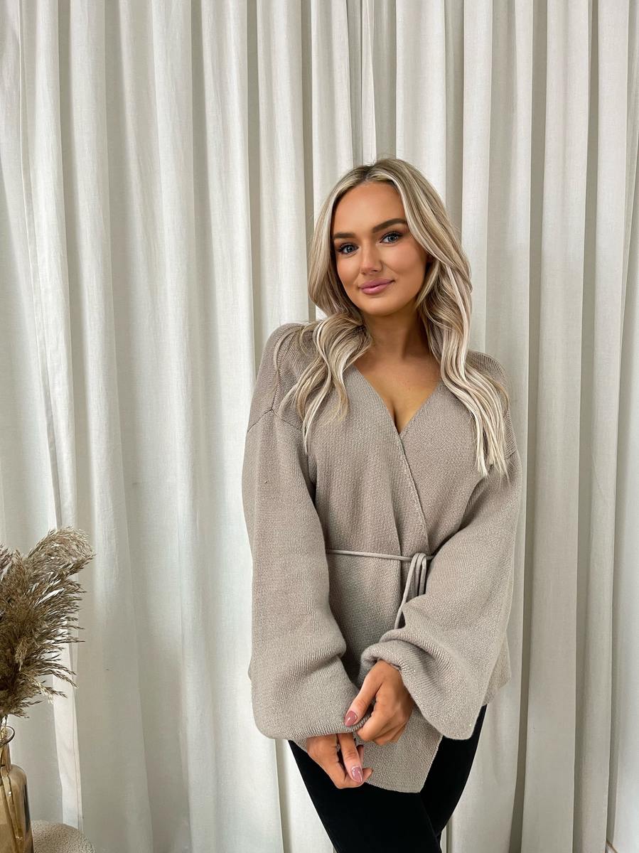 Wrap Tie Belt Knitted Cardigan - She Wears Glory Beverly Hills