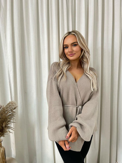 Wrap Tie Belt Knitted Cardigan - She Wears Glory Beverly Hills