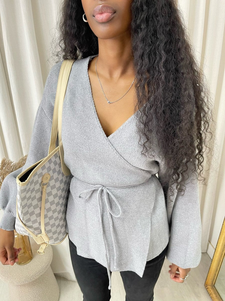 Wrap Tie Belt Knitted Cardigan - She Wears Glory Beverly Hills