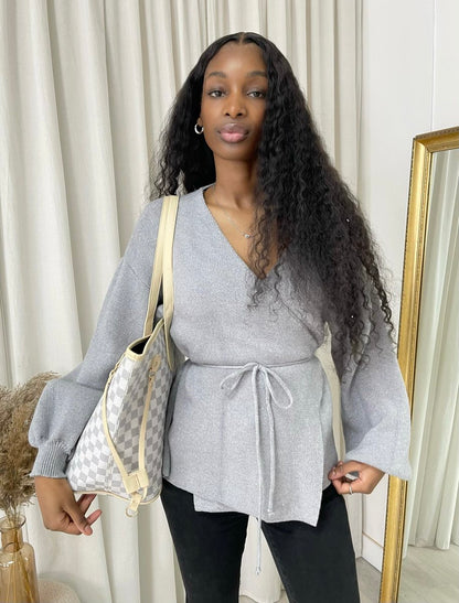 Wrap Tie Belt Knitted Cardigan - She Wears Glory Beverly Hills