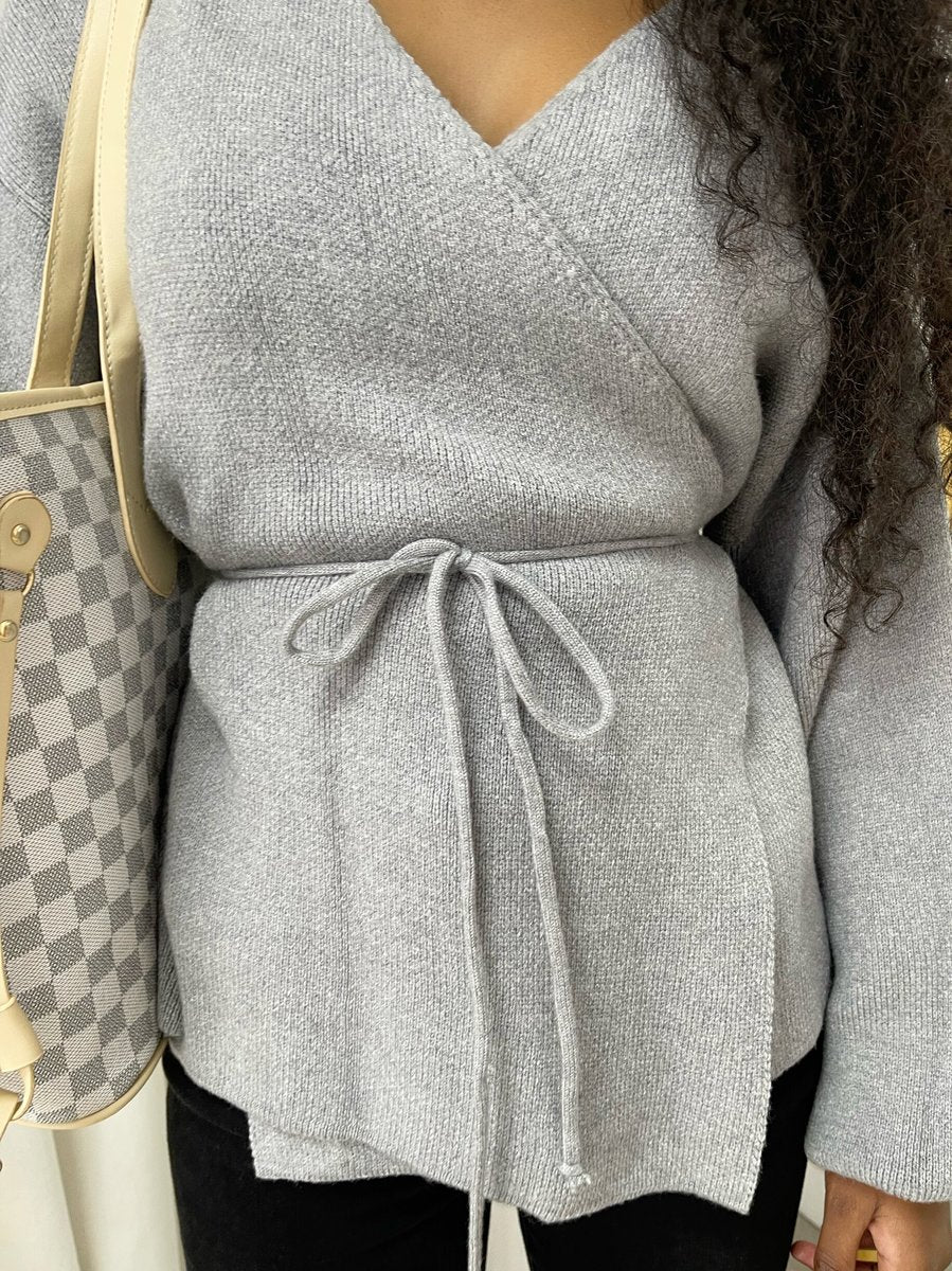 Wrap Tie Belt Knitted Cardigan - She Wears Glory Beverly Hills