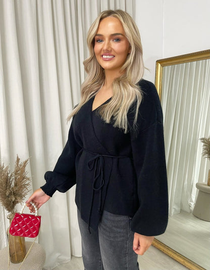 Wrap Tie Belt Knitted Cardigan - She Wears Glory Beverly Hills