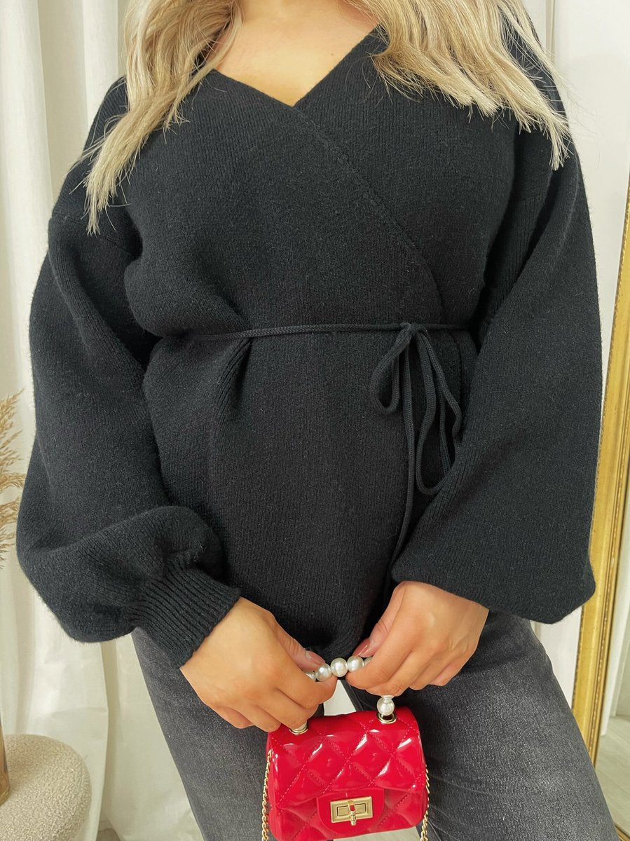 Wrap Tie Belt Knitted Cardigan - She Wears Glory Beverly Hills