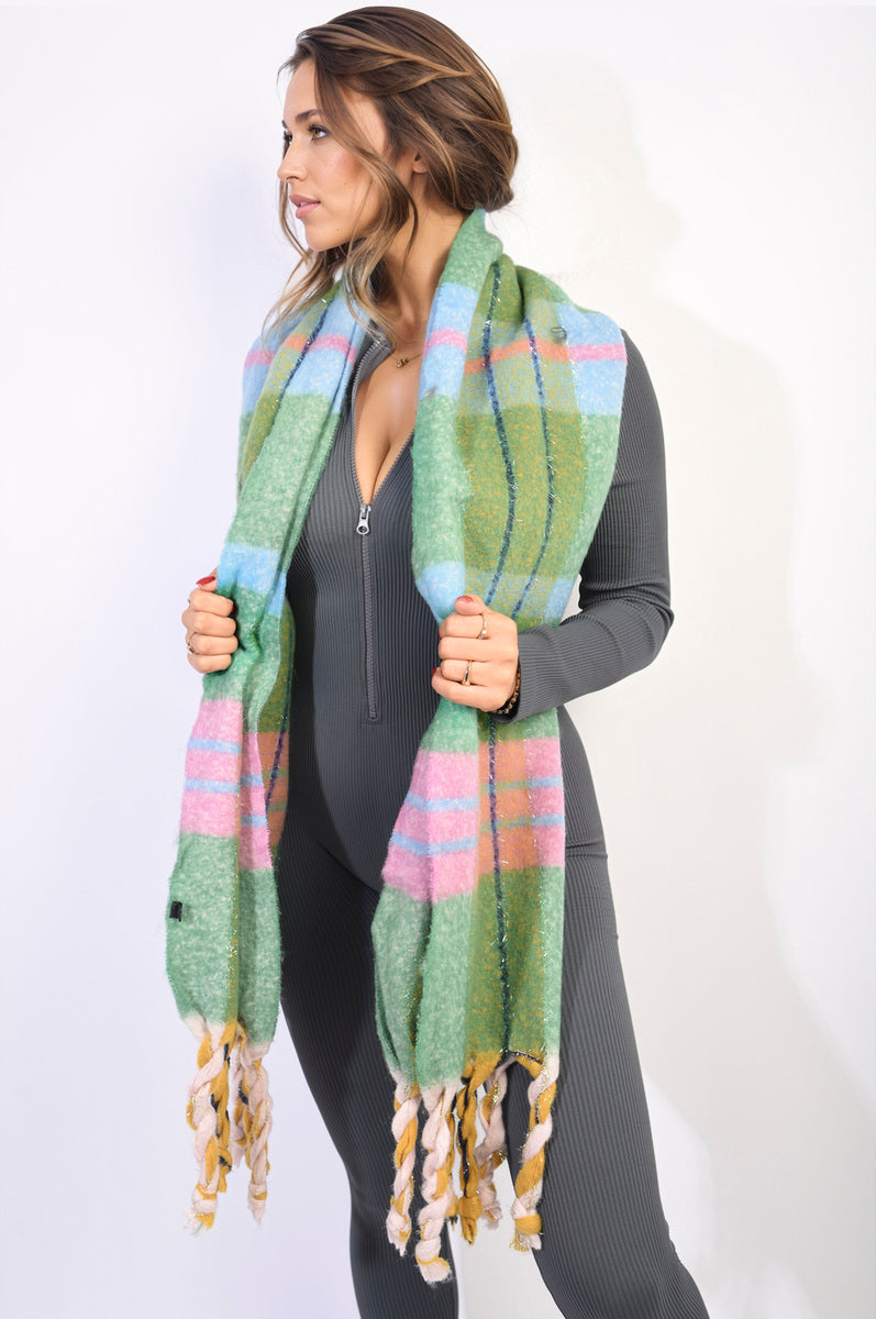 Long Chunky Scarf with Thick Twist Braid Tassel - She Wears Glory Beverly Hills