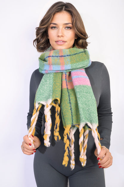 Long Chunky Scarf with Thick Twist Braid Tassel - She Wears Glory Beverly Hills