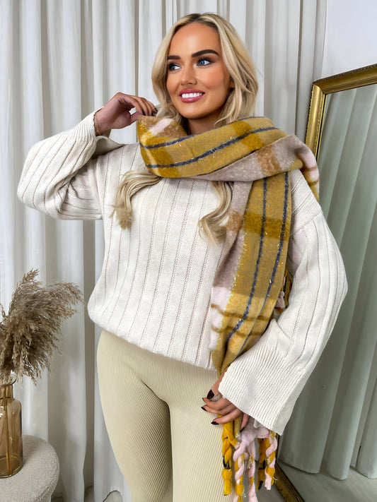 Long Chunky Scarf with Thick Twist Braid Tassel - She Wears Glory Beverly Hills
