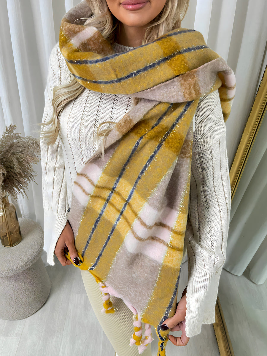Long Chunky Scarf with Thick Twist Braid Tassel - She Wears Glory Beverly Hills