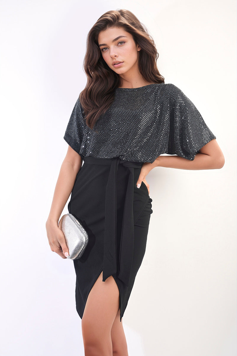 She Wears Glory™ Tie Waist Sequin Midi Dress