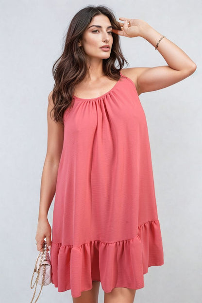 She Wears Glory™ Backless Tie-up Spaghetti Strap Frill Hem Mini Dress