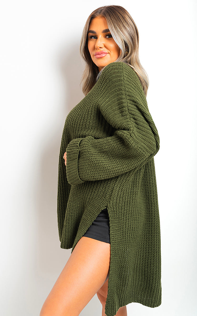 She Wears Glory™ High Neck Oversized Long Sleeve Knitted Jumper