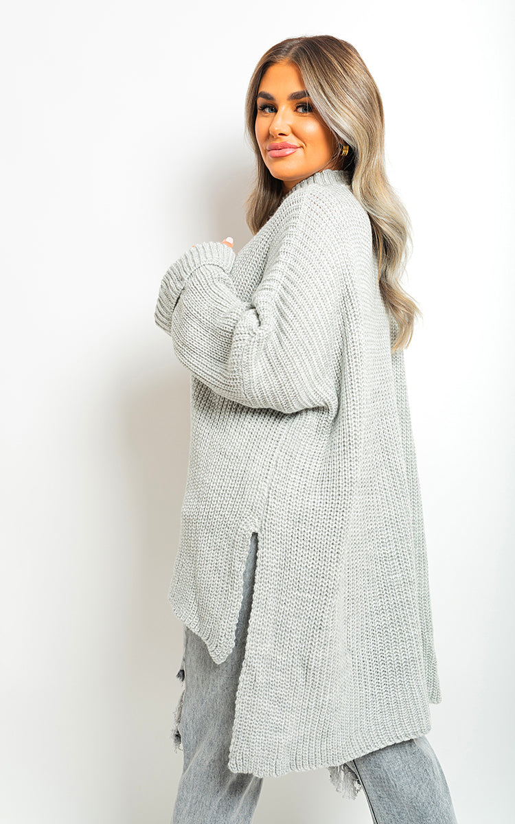 She Wears Glory™ High Neck Oversized Long Sleeve Knitted Jumper