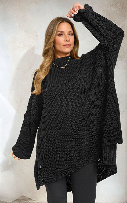 She Wears Glory™ High Neck Oversized Long Sleeve Knitted Jumper