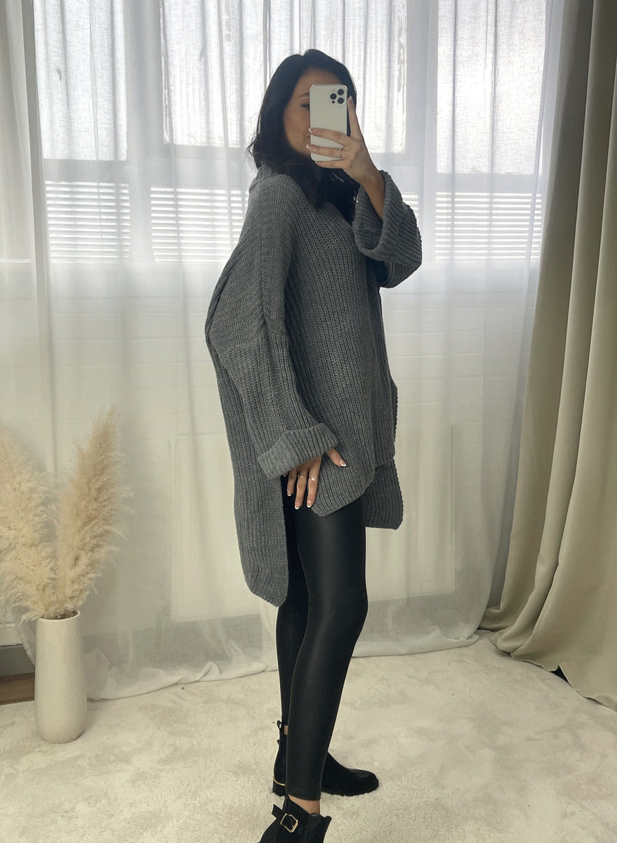She Wears Glory™ High Neck Oversized Long Sleeve Knitted Jumper