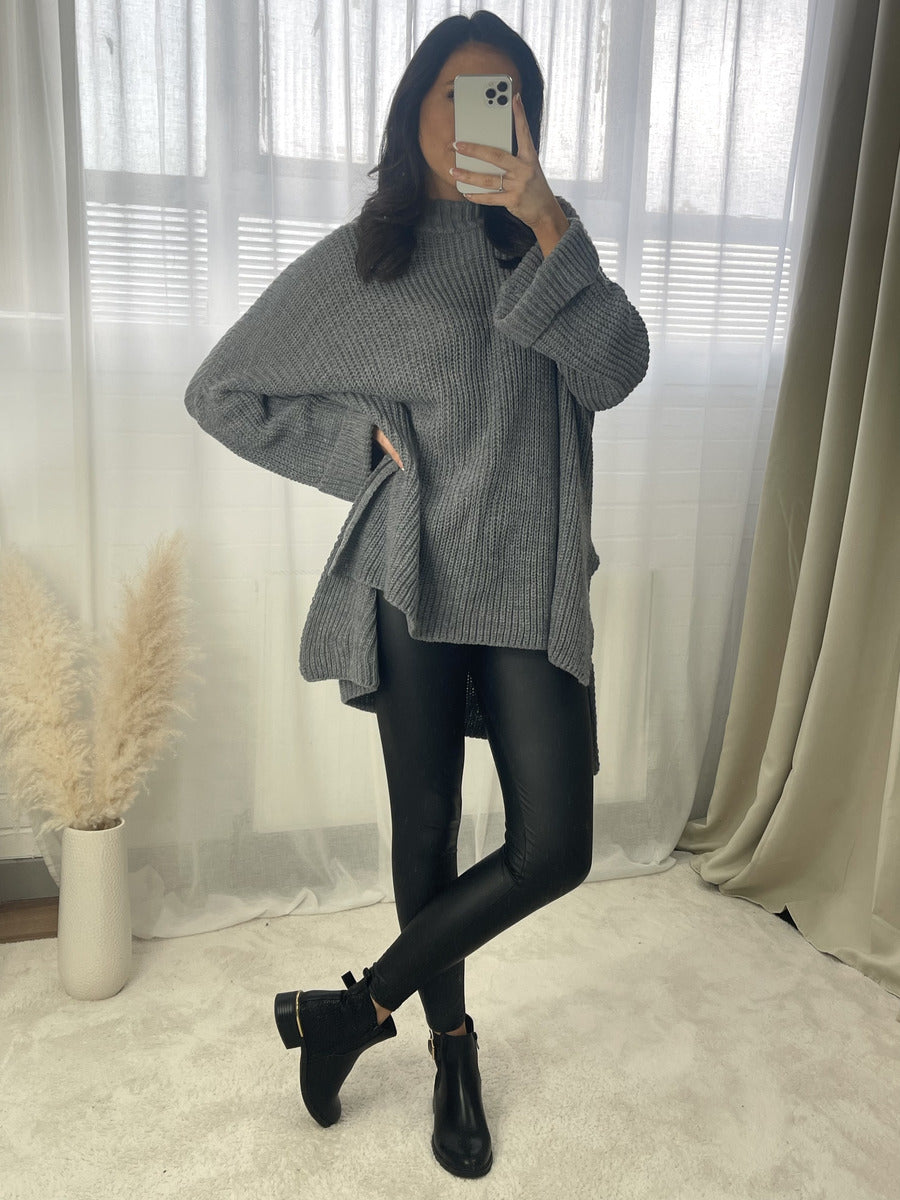She Wears Glory™ High Neck Oversized Long Sleeve Knitted Jumper