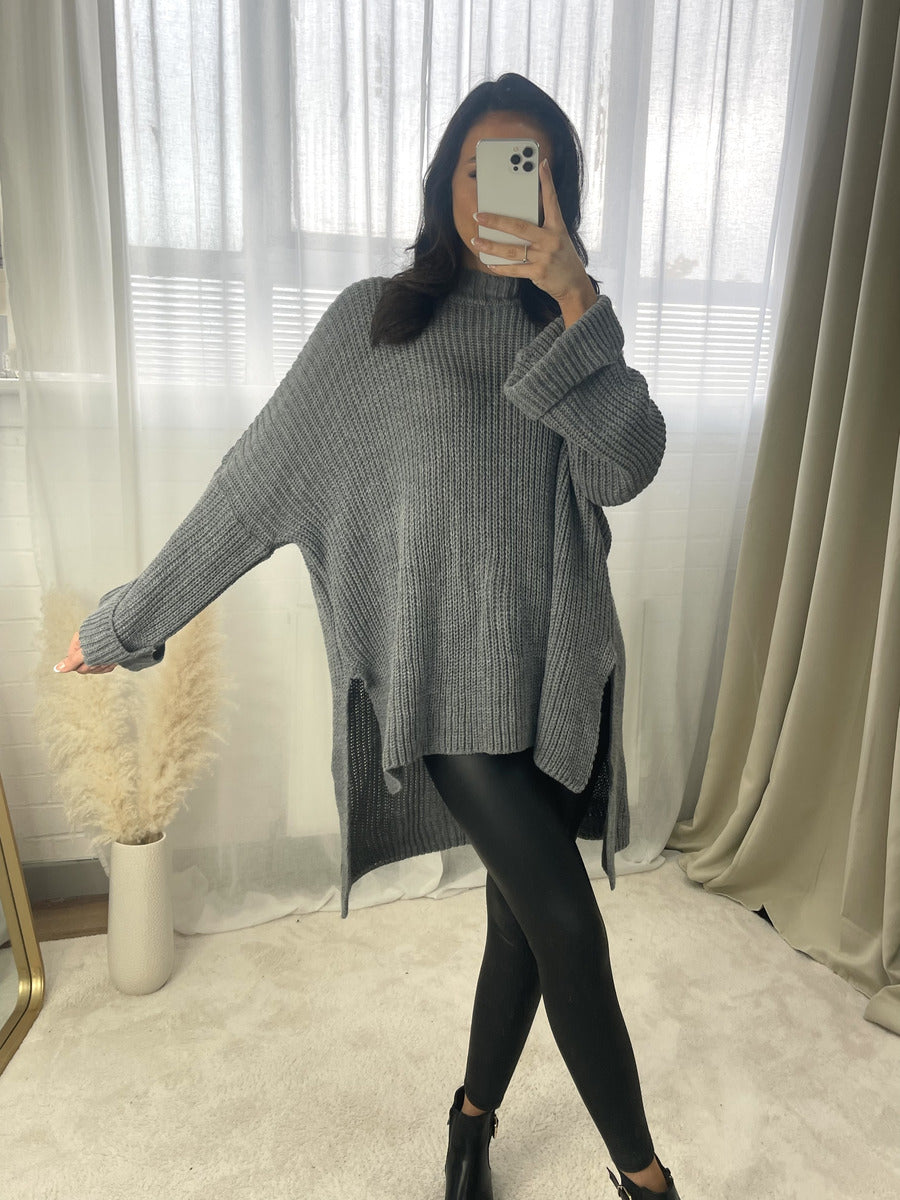 She Wears Glory™ High Neck Oversized Long Sleeve Knitted Jumper