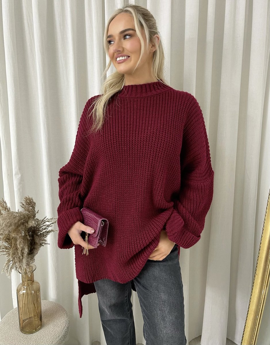 She Wears Glory™ High Neck Oversized Long Sleeve Knitted Jumper