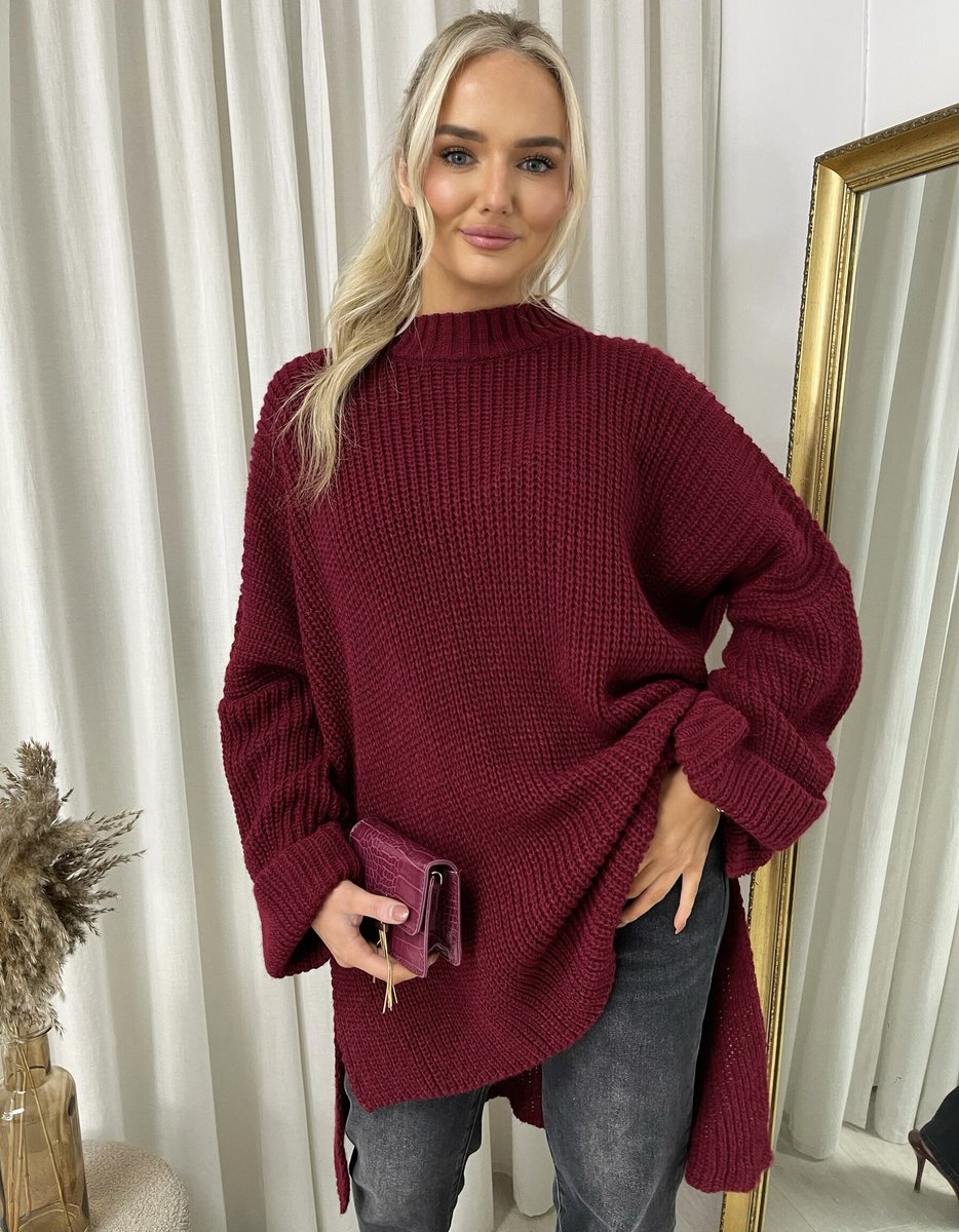 She Wears Glory™ High Neck Oversized Long Sleeve Knitted Jumper