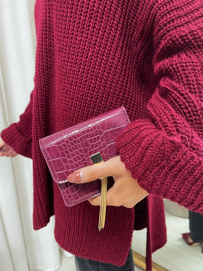 She Wears Glory™ High Neck Oversized Long Sleeve Knitted Jumper