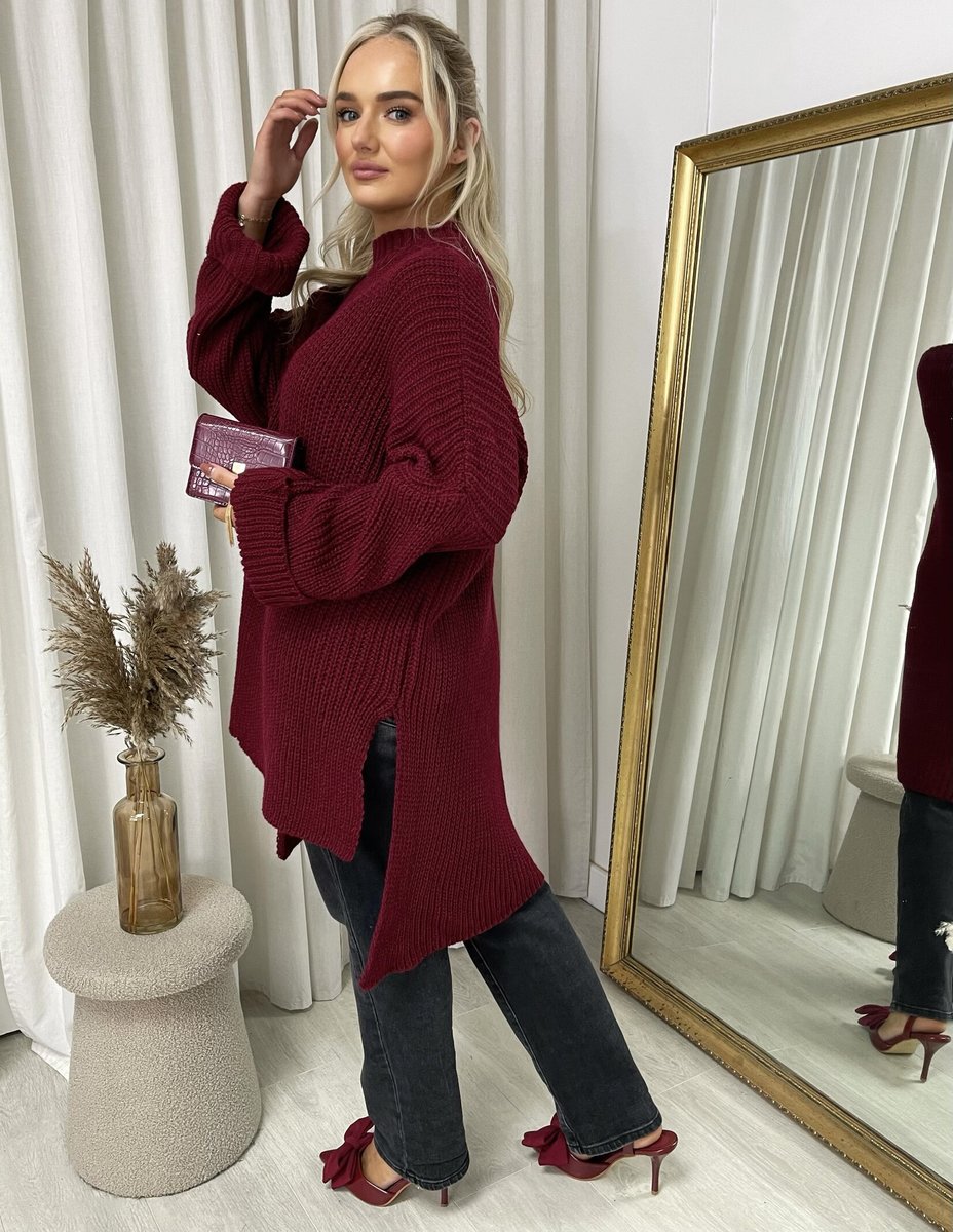 She Wears Glory™ High Neck Oversized Long Sleeve Knitted Jumper