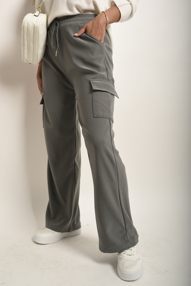 She Wears Glory™ Wide Leg Drawstring Waist Flap Pocket Trouser