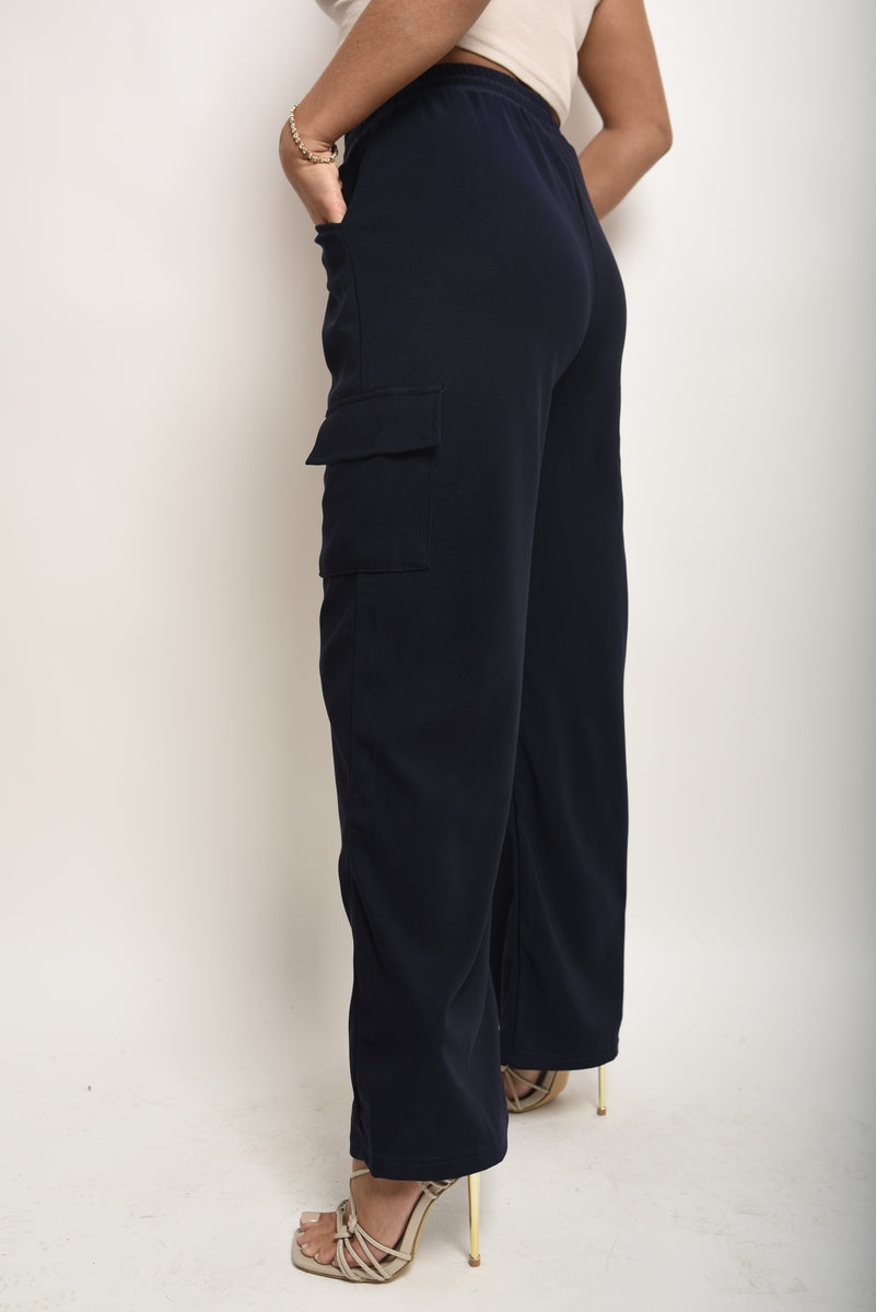 She Wears Glory™ Wide Leg Drawstring Waist Flap Pocket Trouser