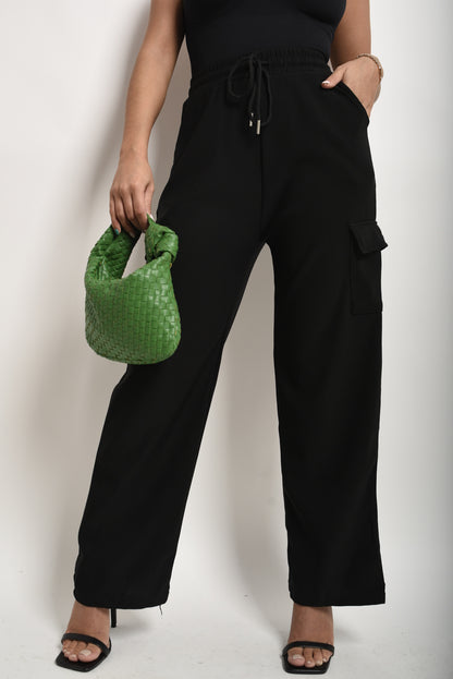 She Wears Glory™ Wide Leg Drawstring Waist Flap Pocket Trouser