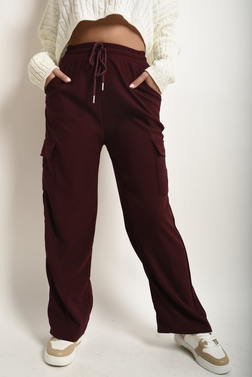 She Wears Glory™ Wide Leg Drawstring Waist Flap Pocket Trouser