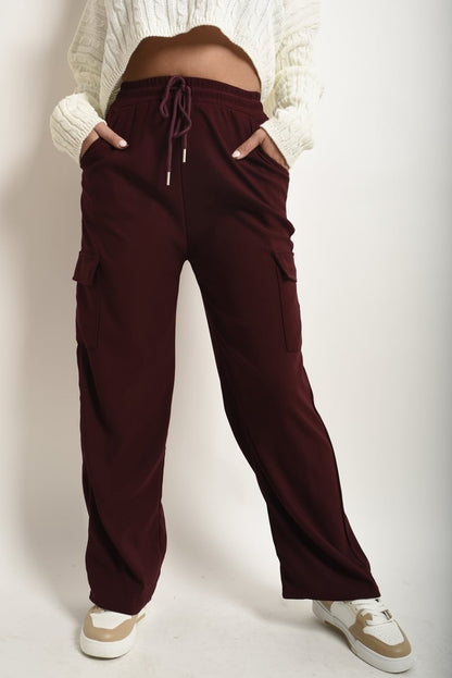 She Wears Glory™ Wide Leg Drawstring Waist Flap Pocket Trouser