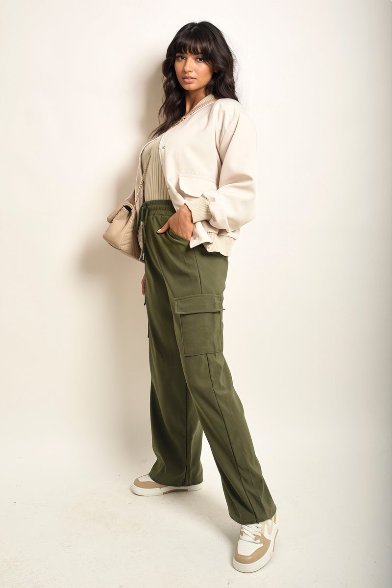 She Wears Glory™ Wide Leg Drawstring Waist Flap Pocket Trouser