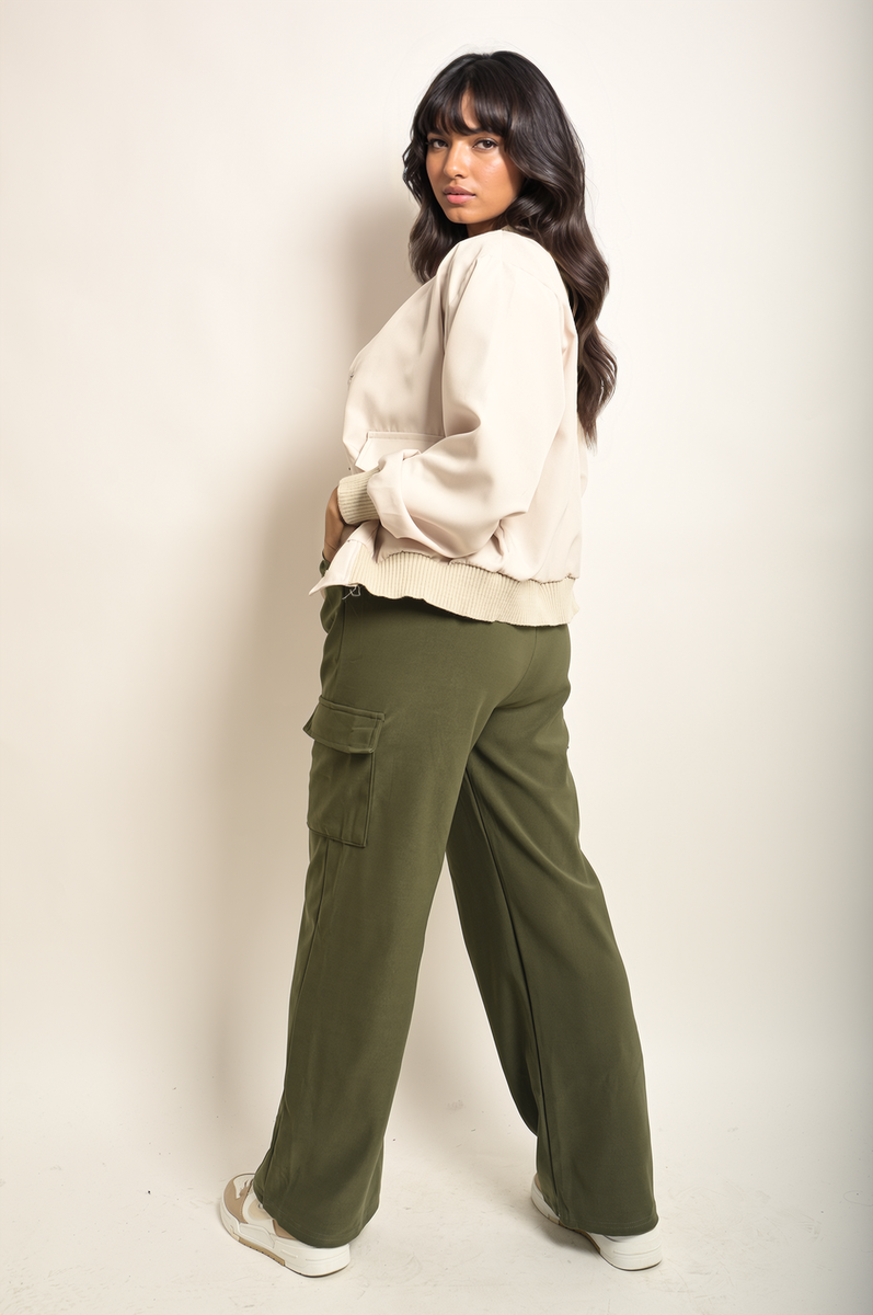 She Wears Glory™ Wide Leg Drawstring Waist Flap Pocket Trouser