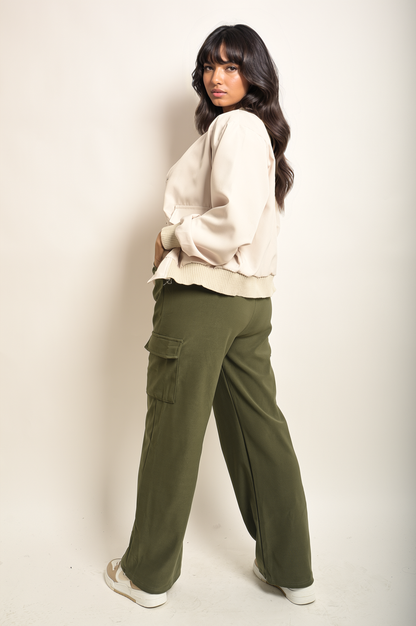 She Wears Glory™ Wide Leg Drawstring Waist Flap Pocket Trouser