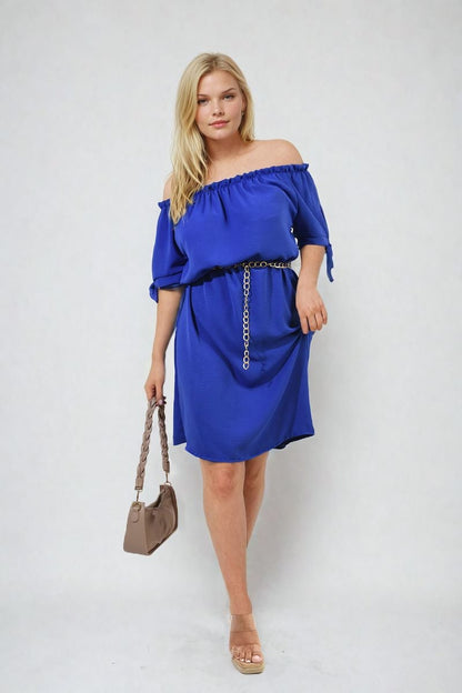 Knot Cuff Off Shoulder Mini Dress - She Wears Glory Beverly Hills