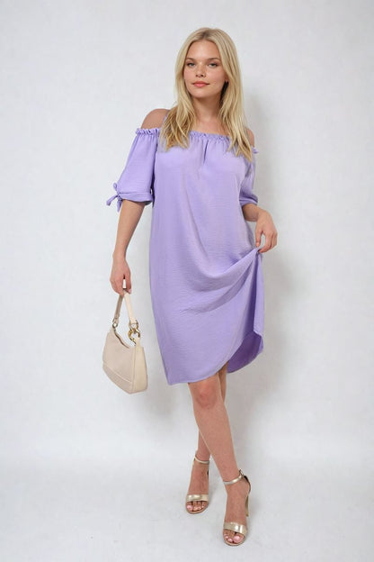 She Wears Glory™ Knot Cuff Off Shoulder Mini Dress