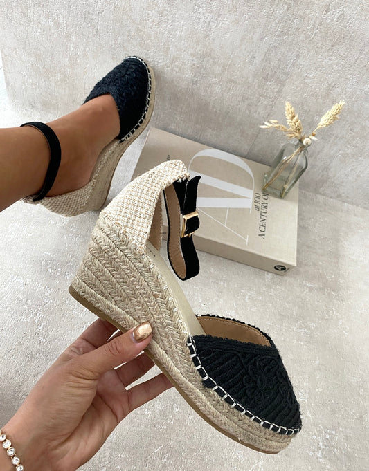 She Wears Glory™ Two Tone Slingback Closed Toe Wedge Sandals