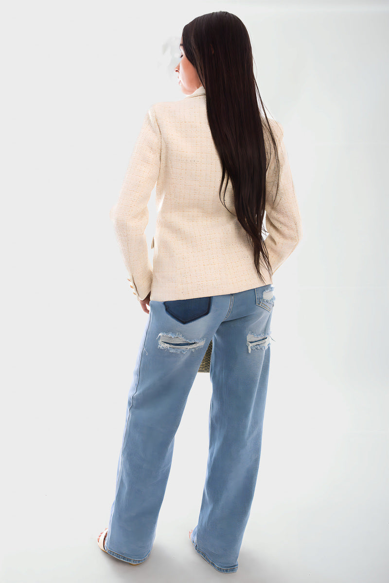 Double Breasted Long Sleeve Button Blazer Jacket - She Wears Glory Beverly Hills