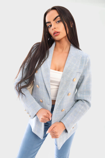 Double Breasted Long Sleeve Button Blazer Jacket - She Wears Glory Beverly Hills