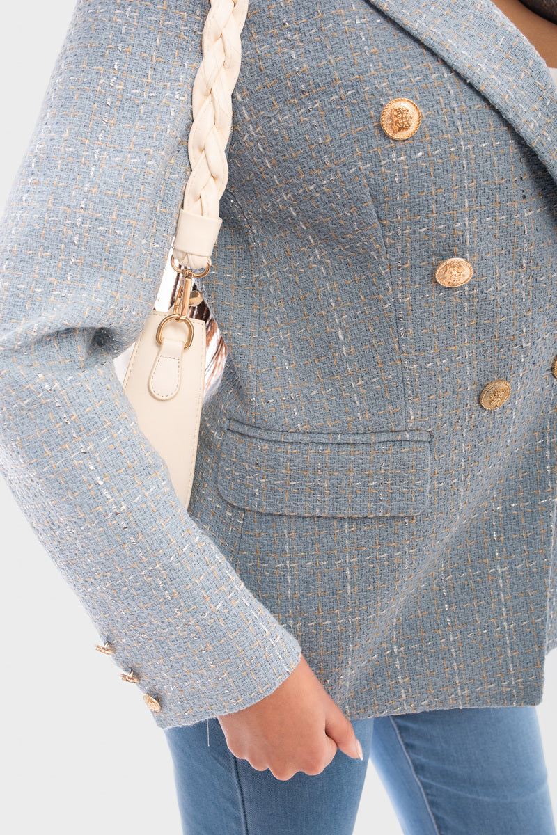 Double Breasted Long Sleeve Button Blazer Jacket - She Wears Glory Beverly Hills
