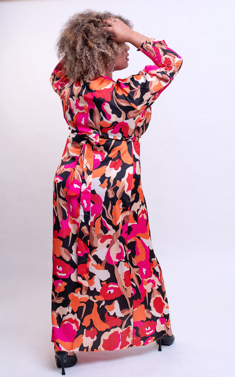 She Wears Glory™ Wrap Front Printed Midi Dress